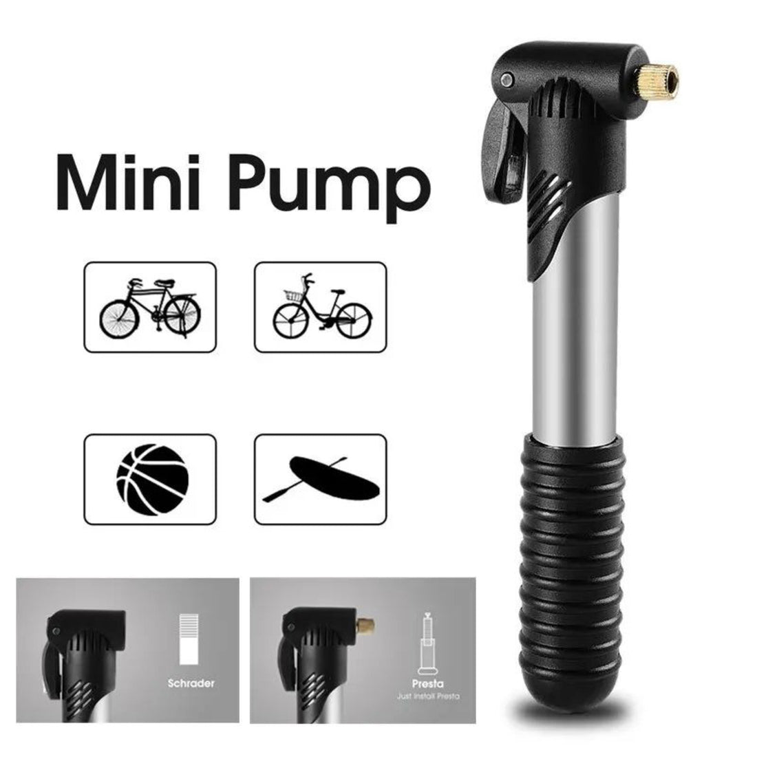 Mini pompe à vélo portable P Pompe à air manuelle pour vélo P Ball Gonfleur de pneu Valve Schrader Presta Accessoires de vélo de route