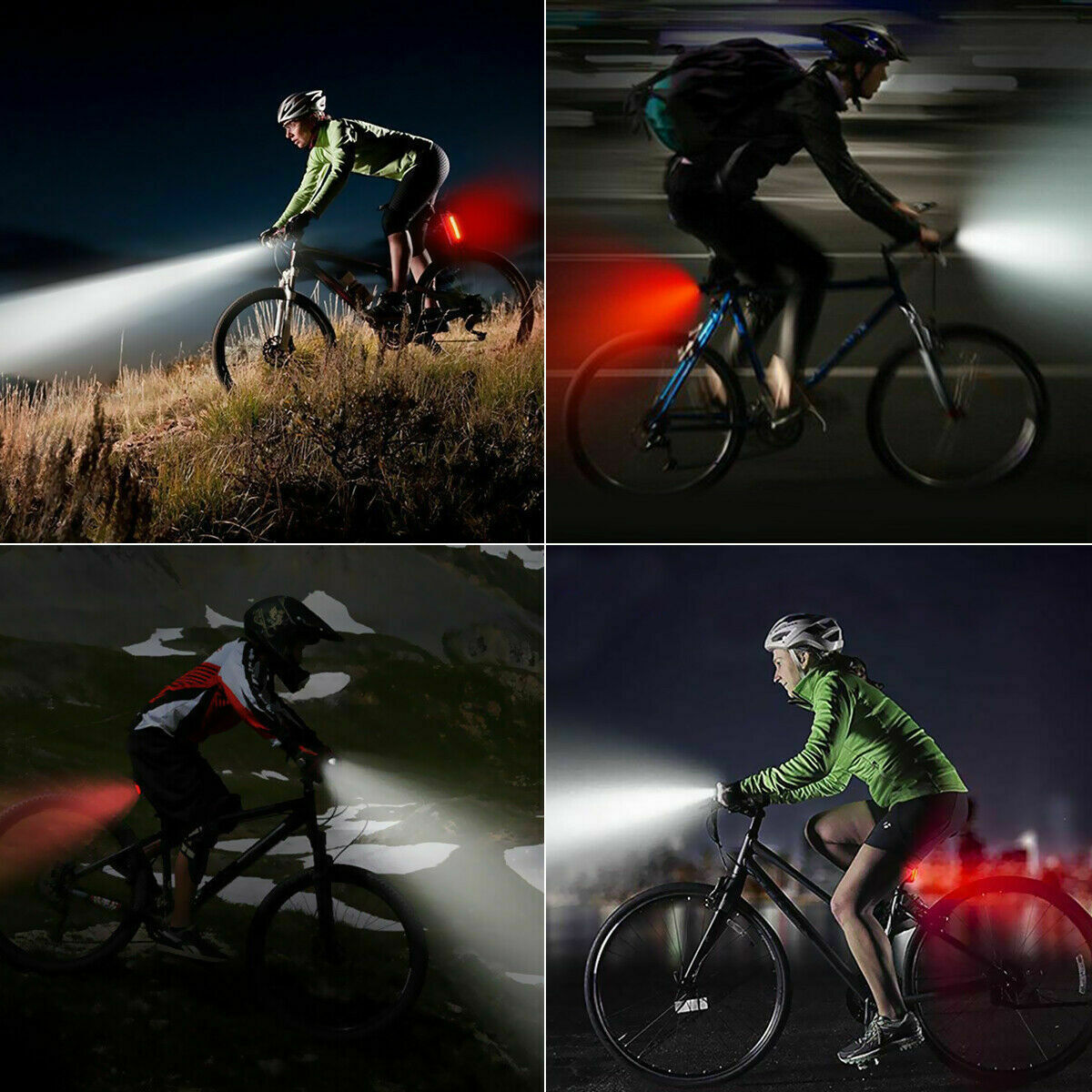 Phare de vélo à LED rechargeable par USB, éclairage de vélo, éclairage avant et arrière, éclairage de vélo à LED rechargeable par USB, résistant à la pluie 